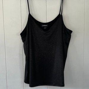 Express Glitter V-neck Spaghetti Strap Tank Black - NWOT